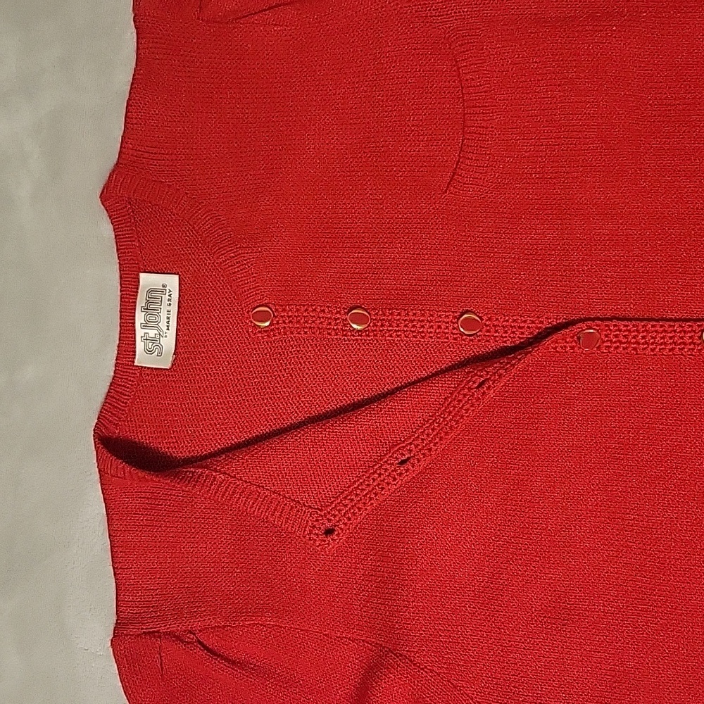 St John Marie Gray Red Wool Dress Large (see measurements) - Picture 8 of 12